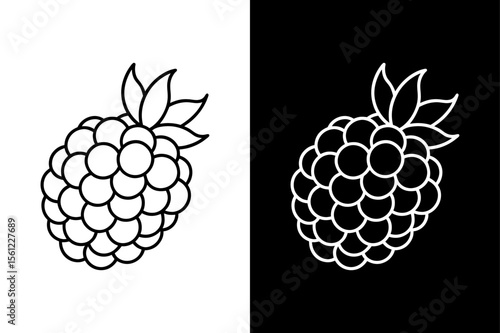 Vector line icon of Fresh Juicy Blackberries for Healthy Food Designs