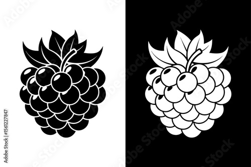 Blackberry Fruit Silhouette Icon. Fresh Juicy Berries Vector Design