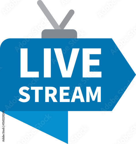 Blue graphic of a live stream indicator with a stylized antenna on top.