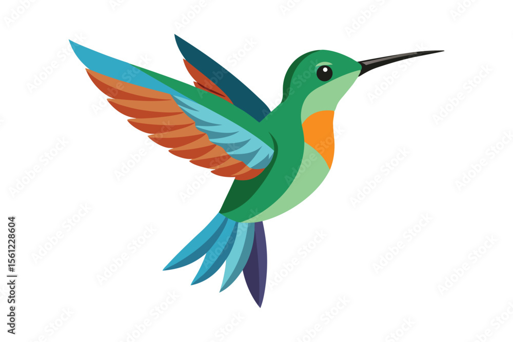 Obraz premium Dainty hummingbird on white background