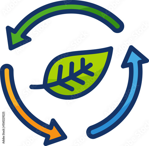 Circular Economy Sustainable Leaf Recycling Icon