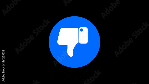 Blue dislike icon animation. Glowing Thumbs Down motion. Outline dislike Icon 4k video. hand gesture dislike.