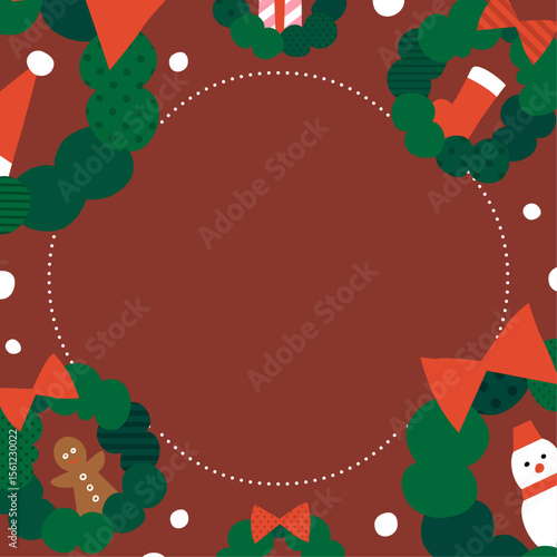 クリスマスリースのフレーム・背景素材（正方形）
