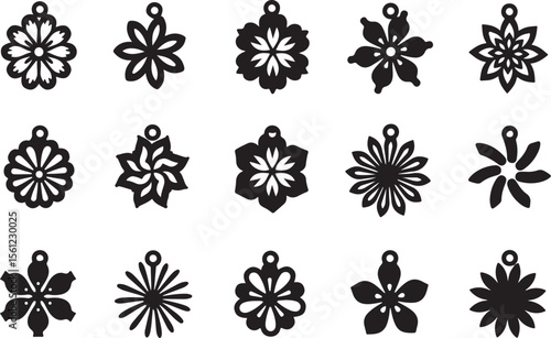 Laser Cut Flower Jewelry Designs vector bundle