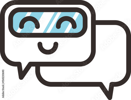 Happy Chatbot Icon Friendly AI Communication Illustration
