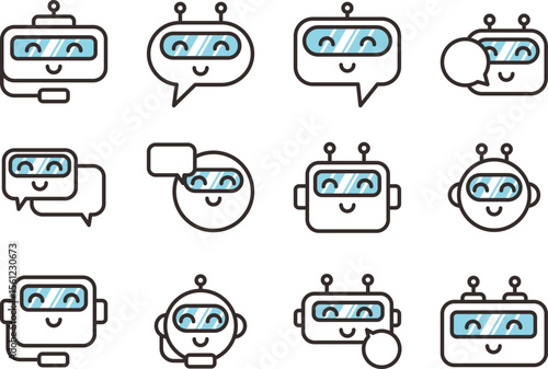 Cute Robot Chatbot Icons Vector Illustrations for Websites and Apps