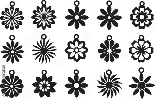 Floral Charm Pendants Set laser-cut design bundle
