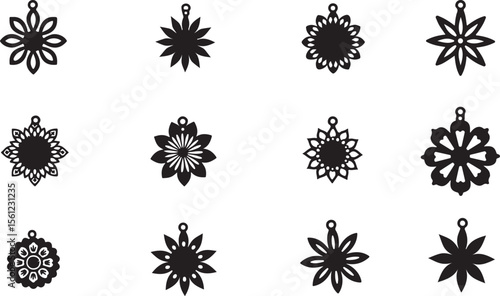 Floral Charm Pendants Set laser-cut design bundle