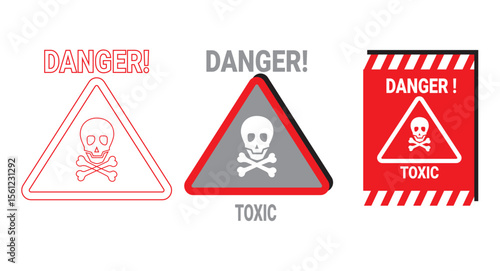 grungy style danger sign with skull icon