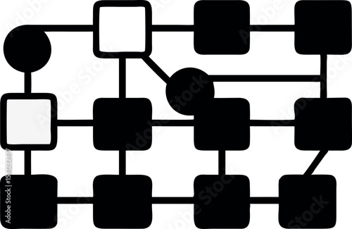 Abstract Grid Network Diagram with Connected Nodes – Minimal Vector Structure
