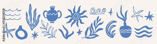 Hand drawn abstract mediterranean elements