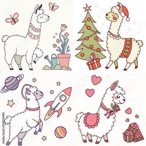 High-Quality llamas Illustrations in Various Styles – SVG Bundle