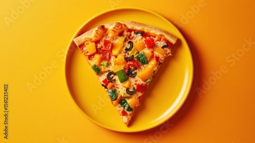 Pizza slice on yellow plate (3)