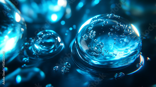 Wallpaper Mural Futuristic Glass and Water Molecular Designs: A Conceptual Exploration of Advanced Skincare and Cosmetic Innovation, Blending Organic Patterns, Bioluminescence, and Minimalist 3D Aesthetics Torontodigital.ca