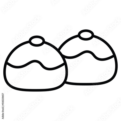 belgian buns icon Black and white outline flat sign vector