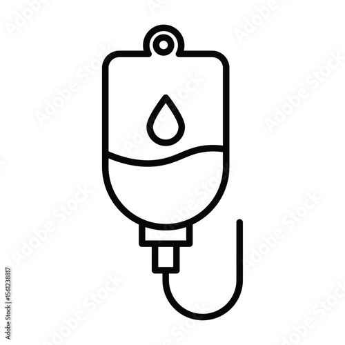 blood glucose icon Black and white outline flat sign vector