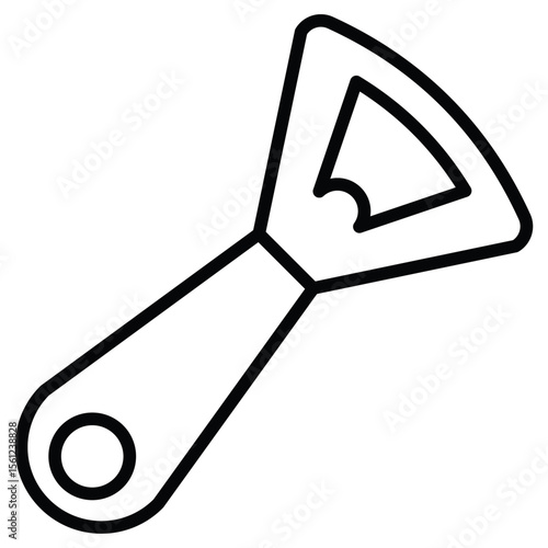 bottle opener icon Black and white outline flat sign vector