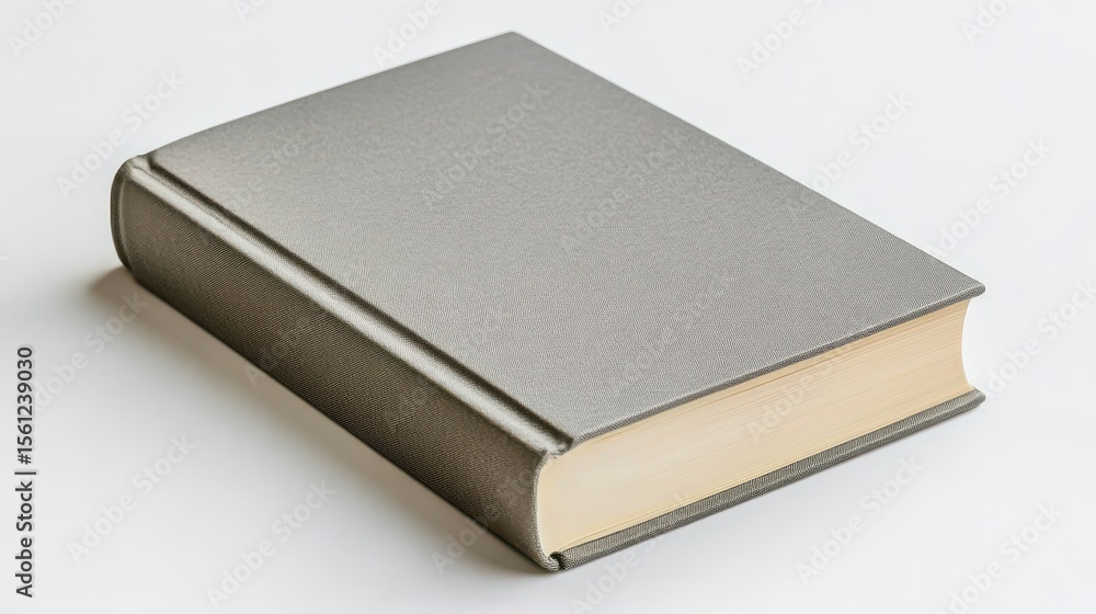 Gray book lying on a white surface. Gray book lying on a white surface.
