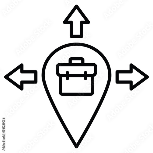 Business expansion icon Black and white outline flat sign vector