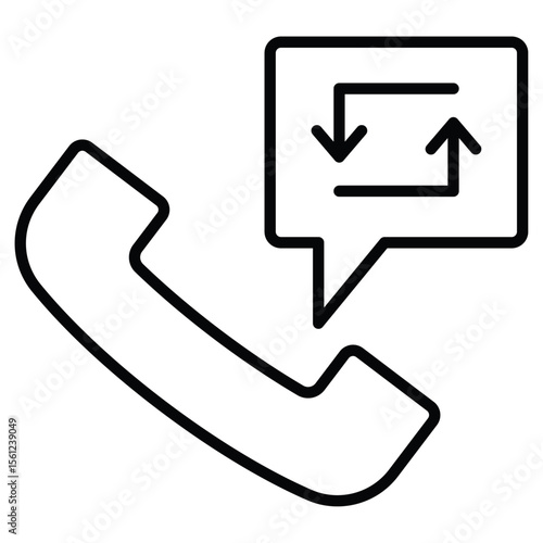 Call back icon Black and white outline flat sign vector