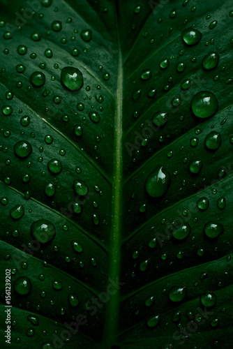 Close-up of a leaf with water droplets after rain