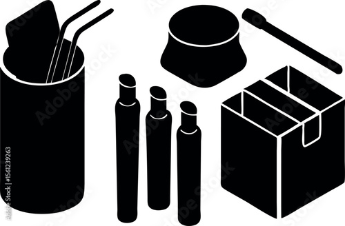 Zero Waste Eco Product Silhouette Icons