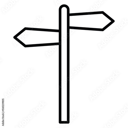 crossroads sign icon Black and white outline flat sign vector