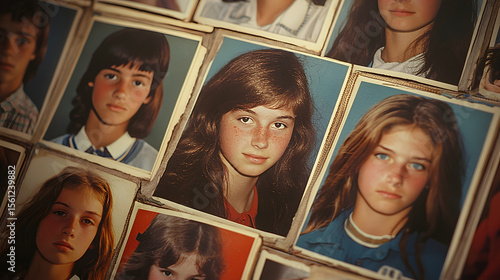 High school yearbook from 1980s students faces