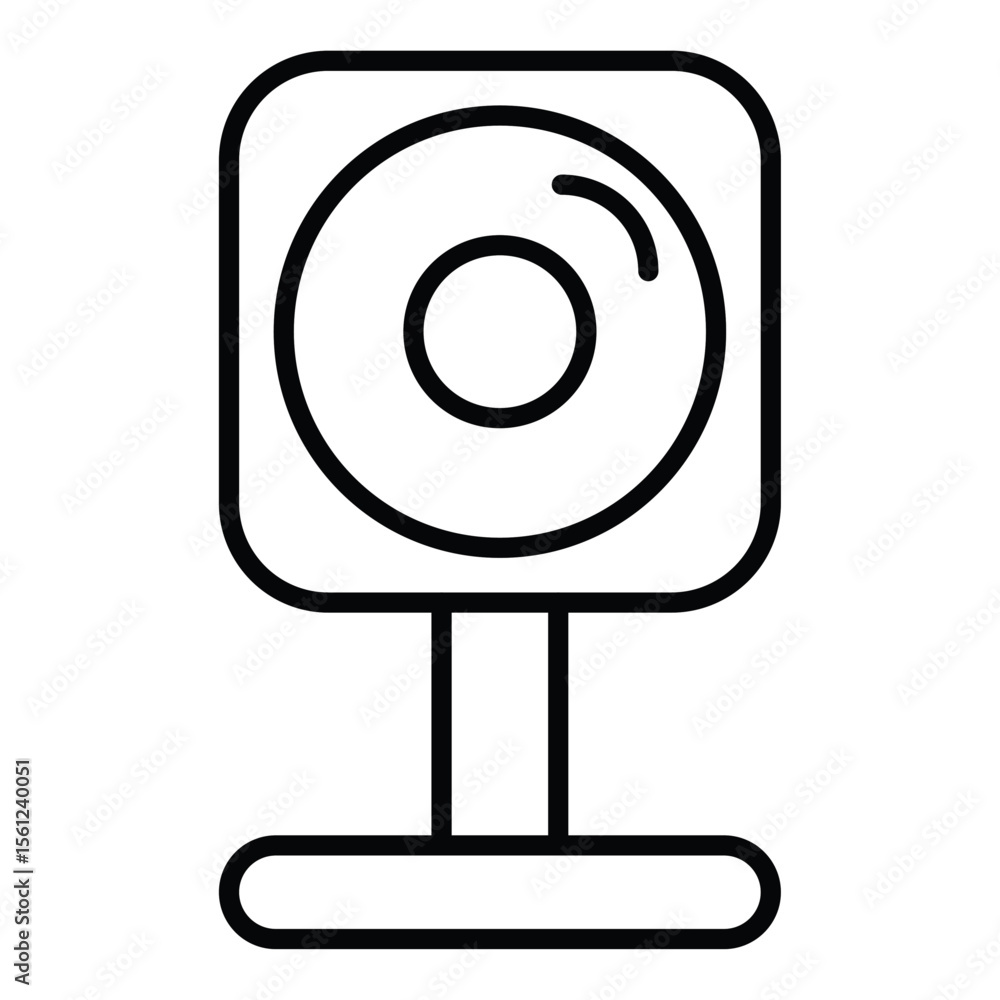 Digital Webcam icon Black and white outline flat sign vector Digital Webcam icon Black and white outline flat sign vector