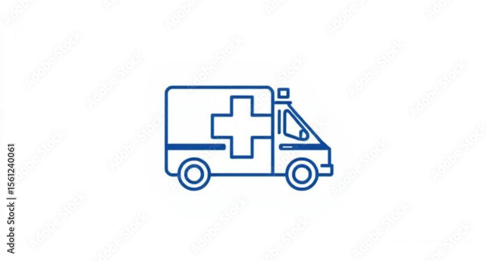 Fototapeta premium Ambulance icon, Emergency vehicle, Medical transport, Ambulance vector, First aid vehicle, Rescue van, Hospital ambulance, Paramedic van, Emergency response icon, Health vehicle, Flat ambulance icon, 