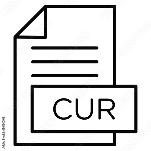 CUR File Document Icon Black and white outline flat sign vector