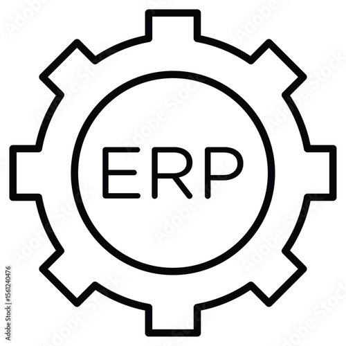 enterprise resource planing or erp icon Black and white outline flat sign vector