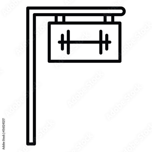 gym fitness center icon Black and white outline flat sign vector