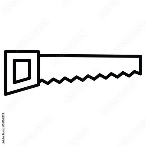 hand saw icon Black and white outline flat sign vector