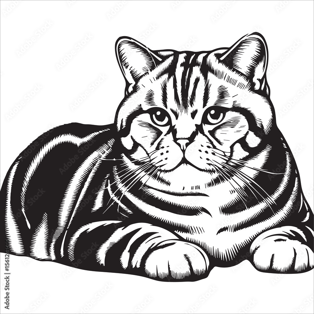 Obraz premium American Shorthair Cat Outline Vector Art