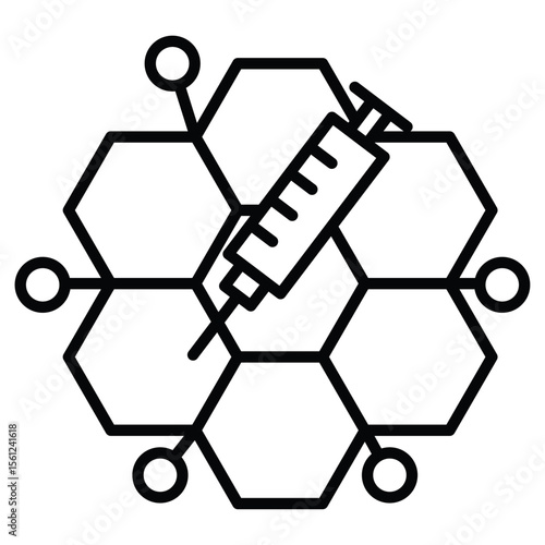 hormone therapy icon Black and white outline flat sign vector