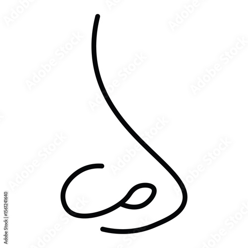 Human nose icon Black and white outline flat sign vector