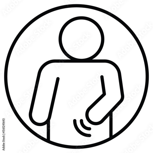 Indigestion icon Black and white outline flat sign vector