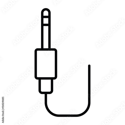 Jack cable icon Black and white outline flat sign vector