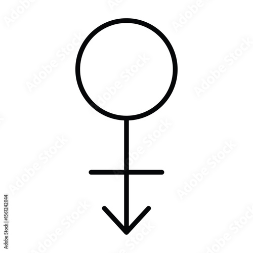 Male, female symbols icon Black and white outline flat sign vector
