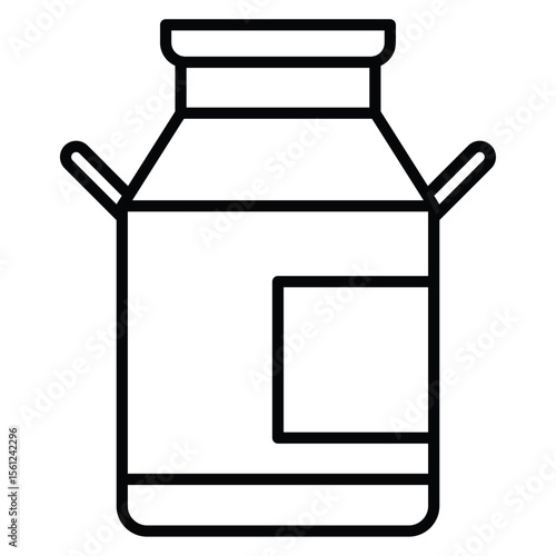 Milk can container icon Black and white outline flat sign vector