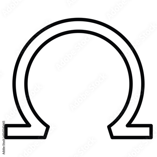 omega icon Black and white outline flat sign vector