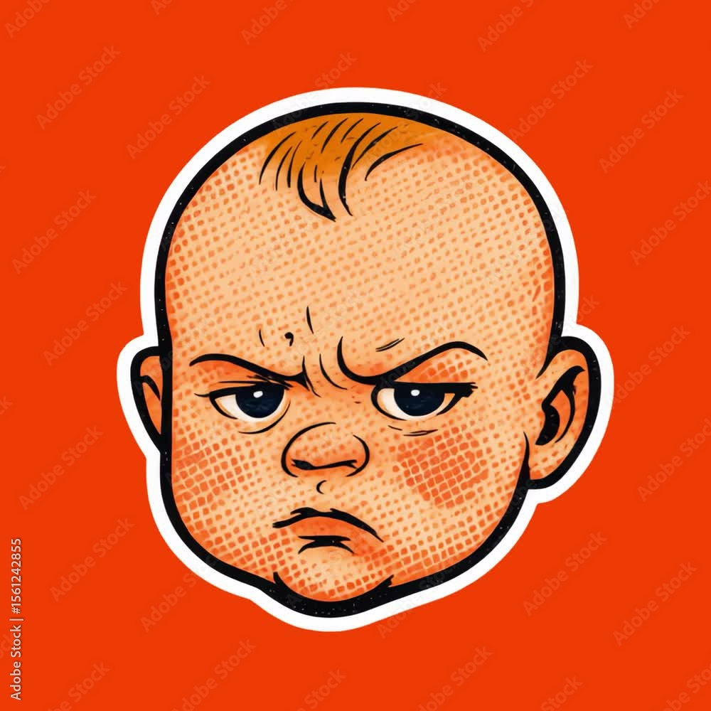 Grumpy baby cartoon sticker animation isolated asset, transparent 4K video, alpha channel, ProRes 4444 Grumpy baby cartoon sticker animation isolated asset, transparent 4K video, alpha channel, ProRes 4444