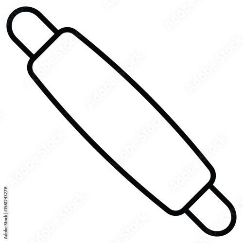rolling pin icon Black and white outline flat sign vector