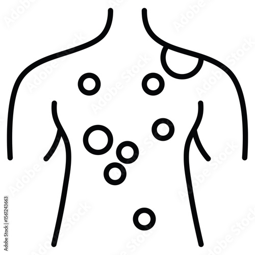 Skin cancer icon Black and white outline flat sign vector