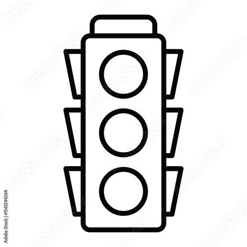 Traffic light icon Black and white outline flat sign vector