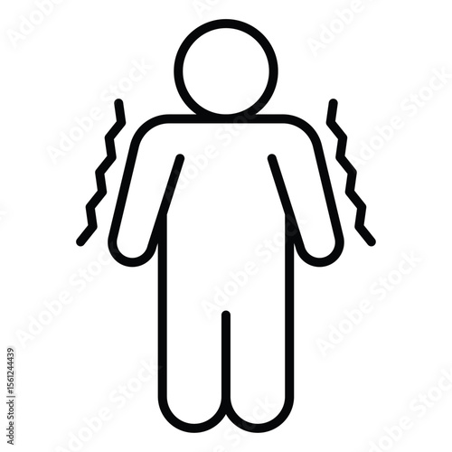 Trembling icon Black and white outline flat sign vector