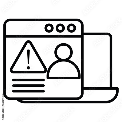Unauthorized Access icon Black and white outline flat sign vector
