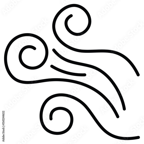 Wind whirl icon Black and white outline flat sign vector