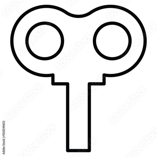 Wind up key icon Black and white outline flat sign vector